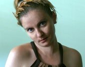 SALE Feather Corona in Ginger - Gingery Orange and Cream Soft Rooster Feather Headband or Crown