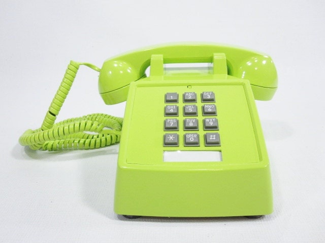 Vintage Phone chartreuse push button telephone