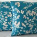 Two Floral duck egg blue cushion covers, contemporary designer fabric slip covers, throw pillows, decorative cushions, accent pillows