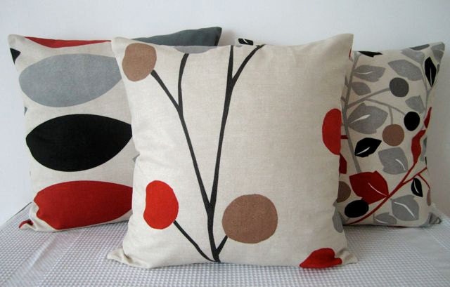 Geometric retro burnt orange, brown, black and grey cushion cover, contemporary designer fabric slip cover, throw pillow