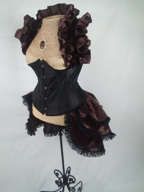 Truffle and Black Bustle and Opera Shrug Set