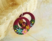 Red earrings from polymer clay - red flower earrings, for girl for her, burgundy, red, yellow, honey, purple, wine - made to order