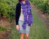 SALE Ruffle Scarf / Violet Purple Fleece / Jewel Tone / Fall Fashion / Handmade