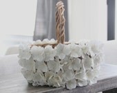 Vintage flower girl basket, wedding basket, ring pillow set