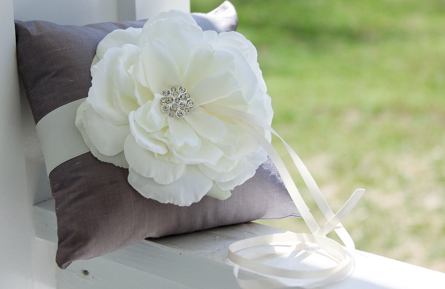 Lavender Purple Ring Bearer Pillow, ring pillow white, flower ring bearer pillow