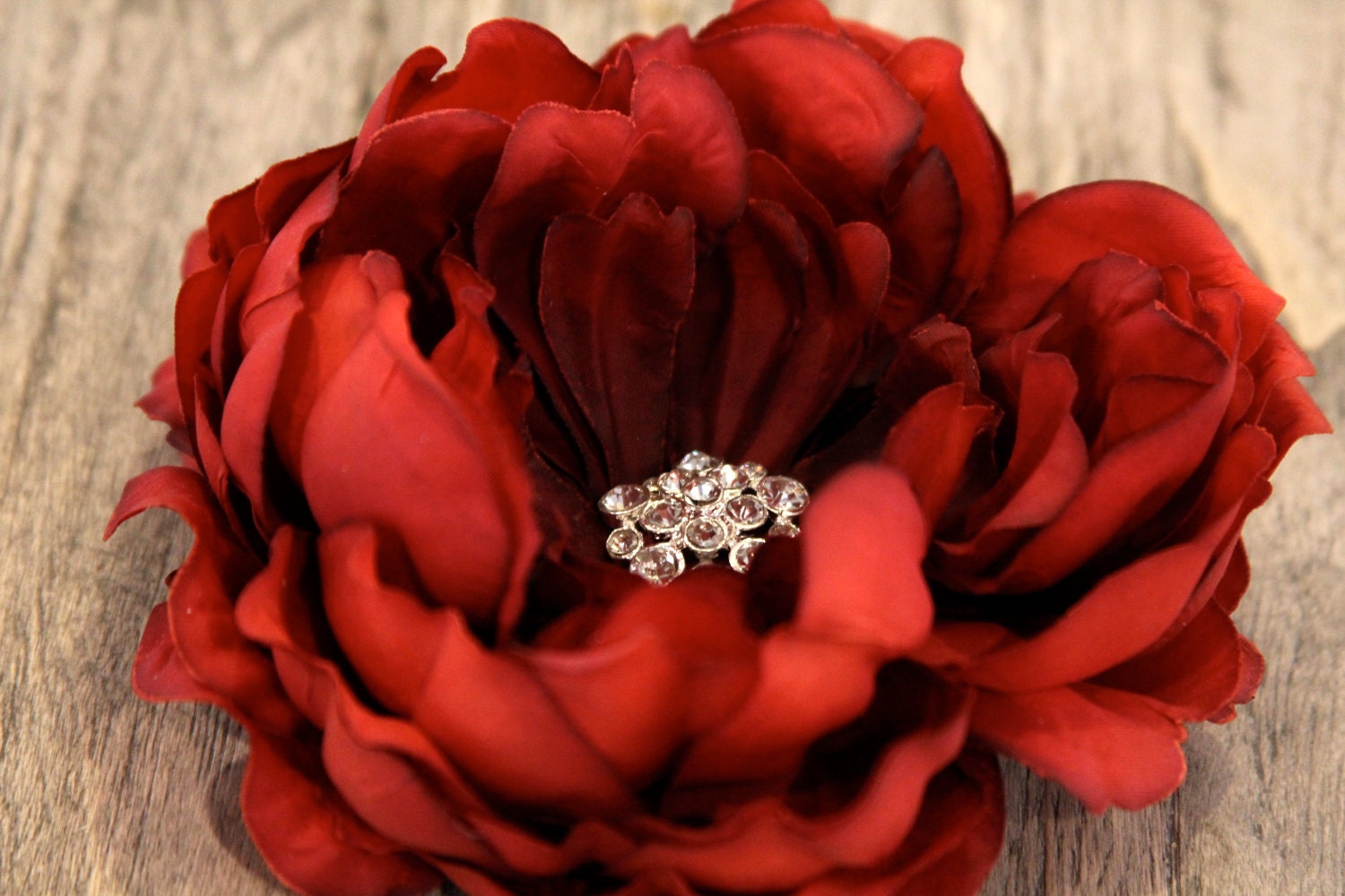 red flower, hair clip, wedding hair accessories, wedding hair flower, bridal hair clip