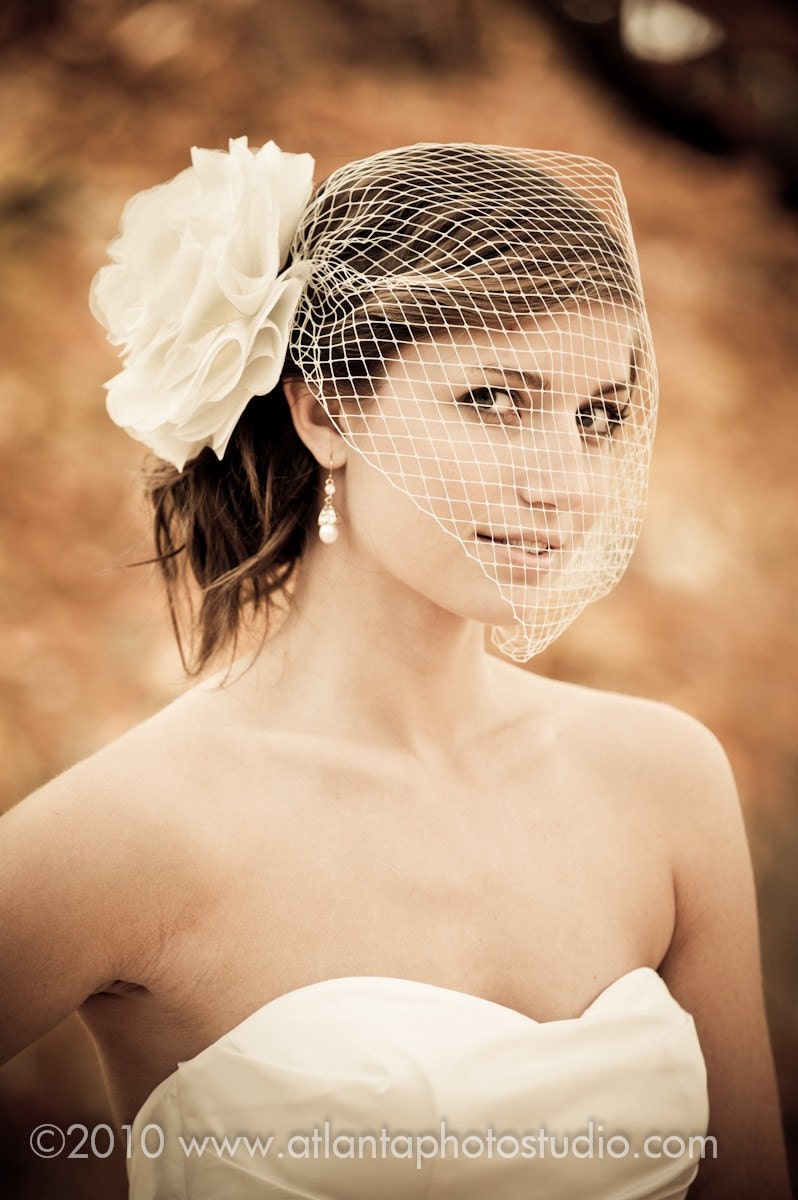 Bridal Birdcage VEIL ONLY Beautiful Modern with a vintage style Ivory Veil or White detachable Bird Cage VEIL,