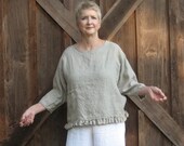 washed linen short top with ruffle