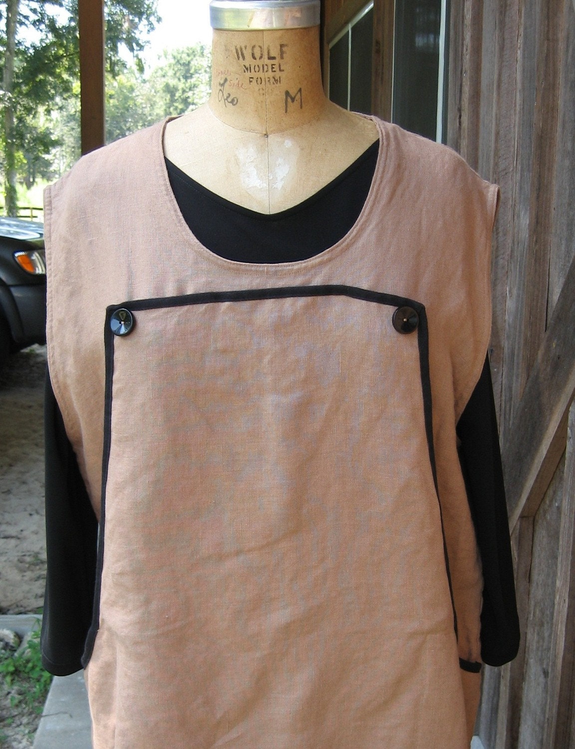 linen tunic smock apron by linenclothing on Etsy