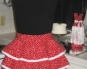 Vintage Inspired Red and White Polka Dot Hostess Apron (item 603)