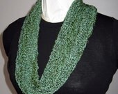 Hand Knit Cowl Green Shimmery Mobius Cowl