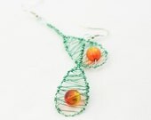 Drop earrings in Minty Green and Orange