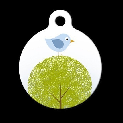 Pet ID Tag - Birdy in a Tree - Pet Tag - Dog Tag - Cat Tag - Luggage Tag - Child Id Tag