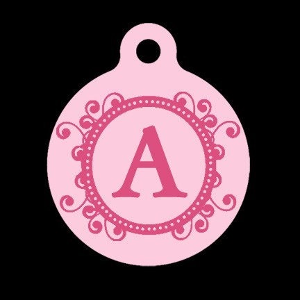 Custom Pet ID Tag - Fancy Initial - Pet Tag - Dog Tag - Cat Tag - Luggage Tag - Child Id Tag