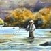 DESCHUTES RIVER Flyfishing Watercolor Print by Dean Crouser