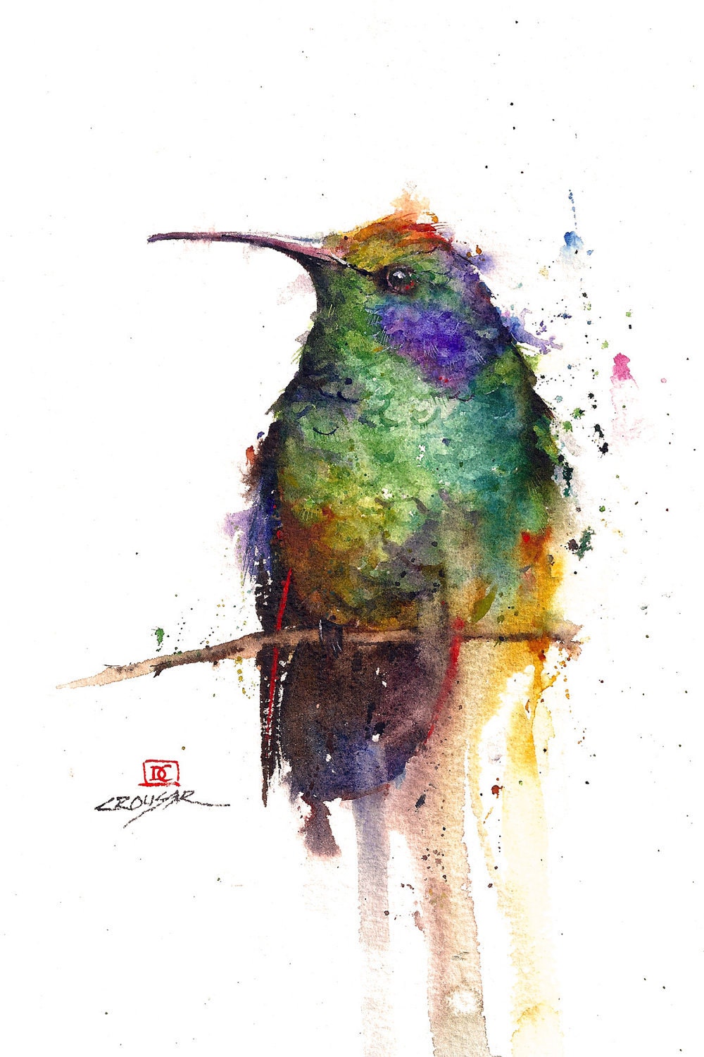 HUMMINGBIRD Watercolor Print by Dean Crouser