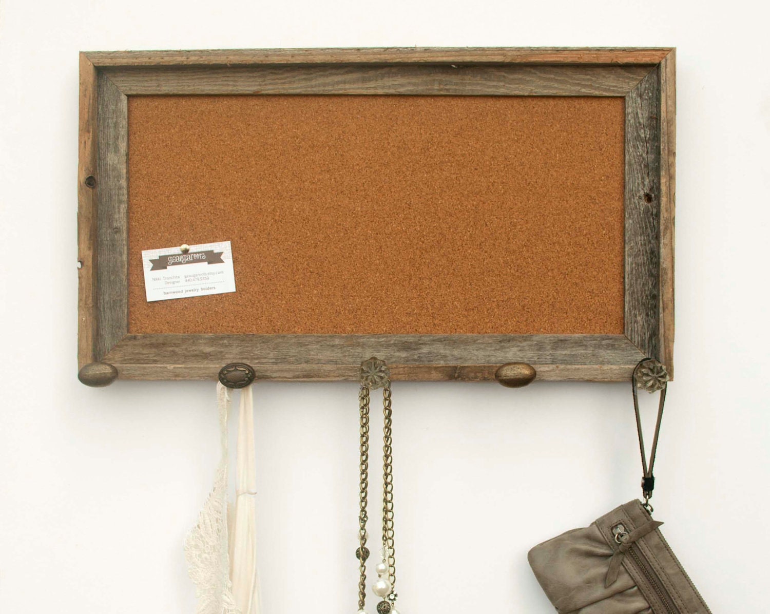 Barnwood Cork Bulletin Board with Brown Knobs (20 x 10)