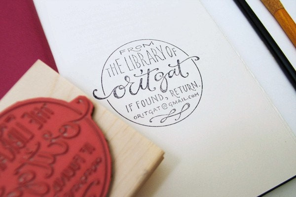 CUSTOM ex libris seal rubber stamp