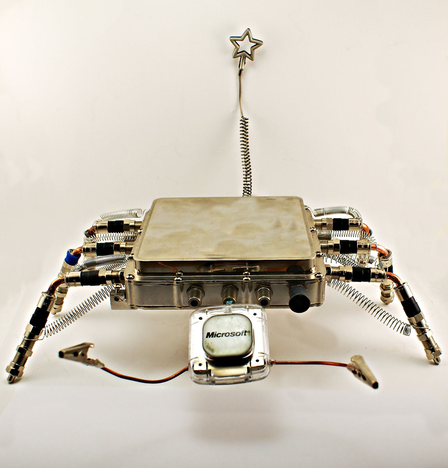 Microbot - Upcycled art - Sculpture - Steampunk - Assemblage -  Mixed Media -Microsoft