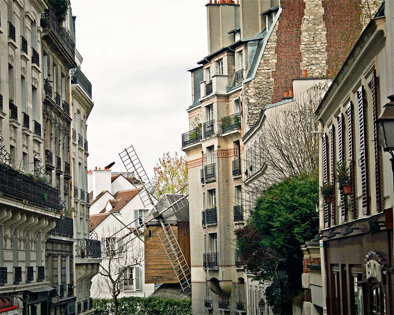 Photograph of Paris - Windmill in Montmartre - Paris France - Moulin de la Galette - Paris Decor - Neutral Print - Streets of Paris Photo