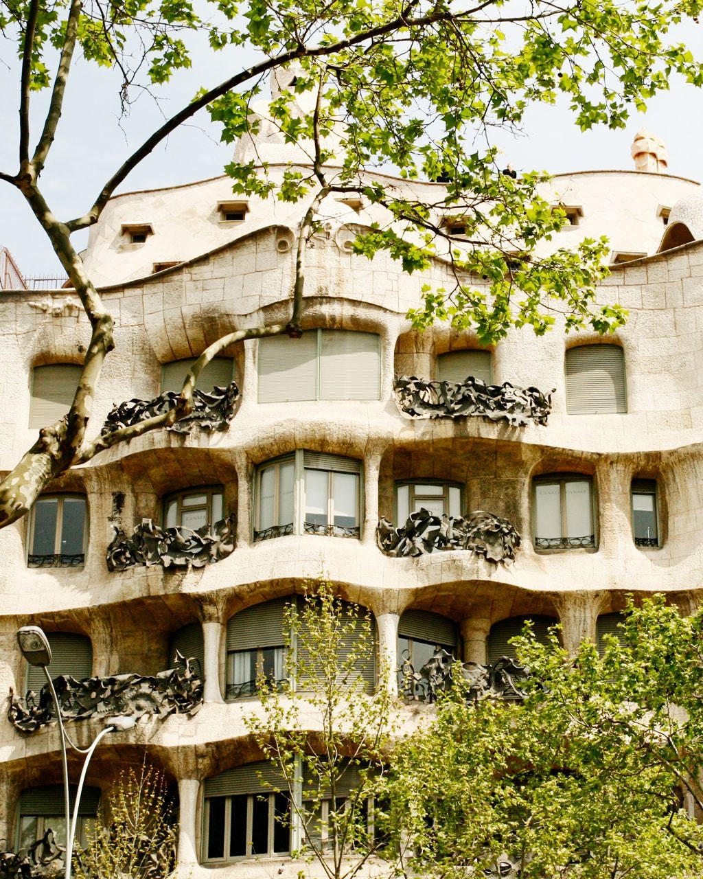 Barcelona Photography - Gaudi House - Spanish Architecture - Spain Photograph - Urban Art - Barcelona Photo - Wall Decor - Beige Lime Green