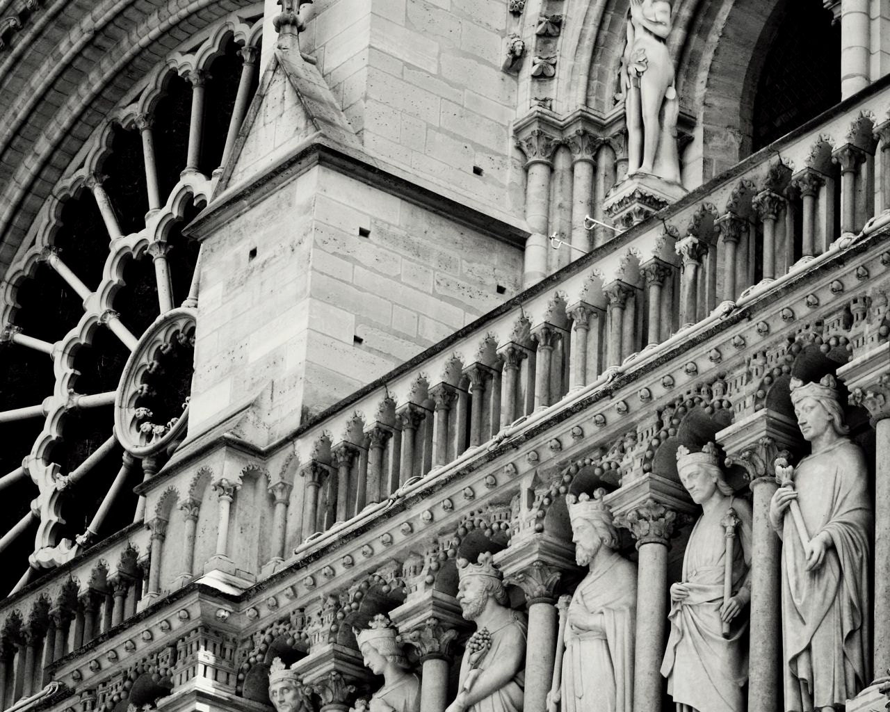 Paris Photography - Black and White Paris Photo - Notre Dame Photograph - Parisian Architecture - Neutral Wall Decor - France Print