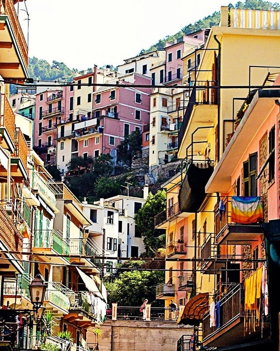 Cinque Terre Photography - Italy Fine Art Print - Colorful Italian Photo - Italian Architecture - Yellow Orange - Autumn Home Decor