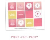 Cupcake Toppers Party Circles Printable PDF - Ballerina Birthday Girl Pink Princess Dance Birthday Party Theme - Dancer Ballet