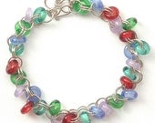 Colorful Glass Bracelet - Handmade Lampwork and Sterling Silver