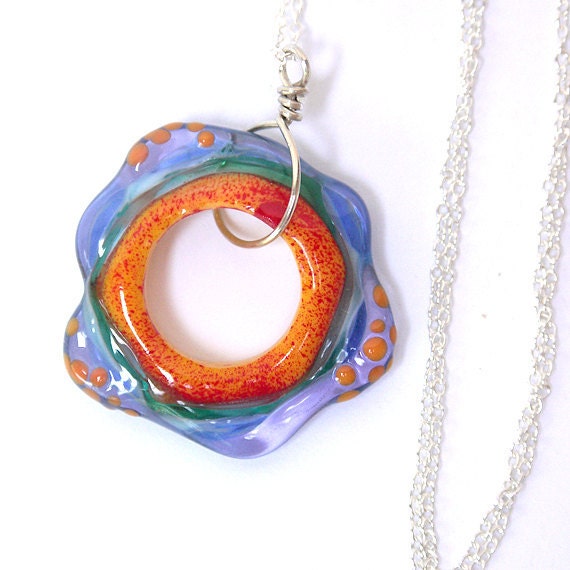Lampwork Glass Pendant on a Delicate Silver Chain