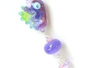 Colorful Lampwork Bead Pendant on a Silver Chain