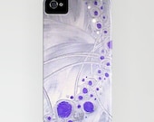iPhone 5 4 4s 3g case - fine art - purple grey white abstract painting - geometric electron cloud - phone case cover - geometric circles