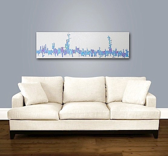 HOUSES OF THE HoLY original abstract modern painting - gallery fine art - contemporary interior design - ooak home wall decor - blue white
