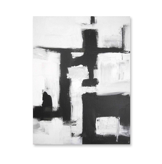 ART PRINT contemporary fine art print - modern decor - abstract painting - black white bold graphic
