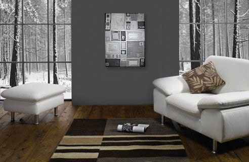 SALE - original painting - gallery fine art - contemporary interior design - ooak home wall decor - silver squares
