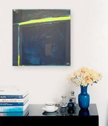 SALE - Abstract Acrylic Original Painting 10" x 10" by Linnea Heide - geometric minimal olympian blue aqua green