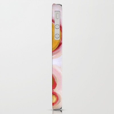 iPhone case - red gold white - abstract painting - modern art - geometric circles - cell phone hard case