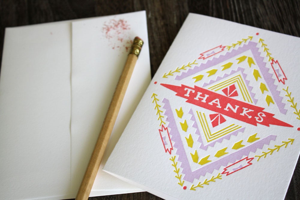 Letterpress Card - Aztec Thanks