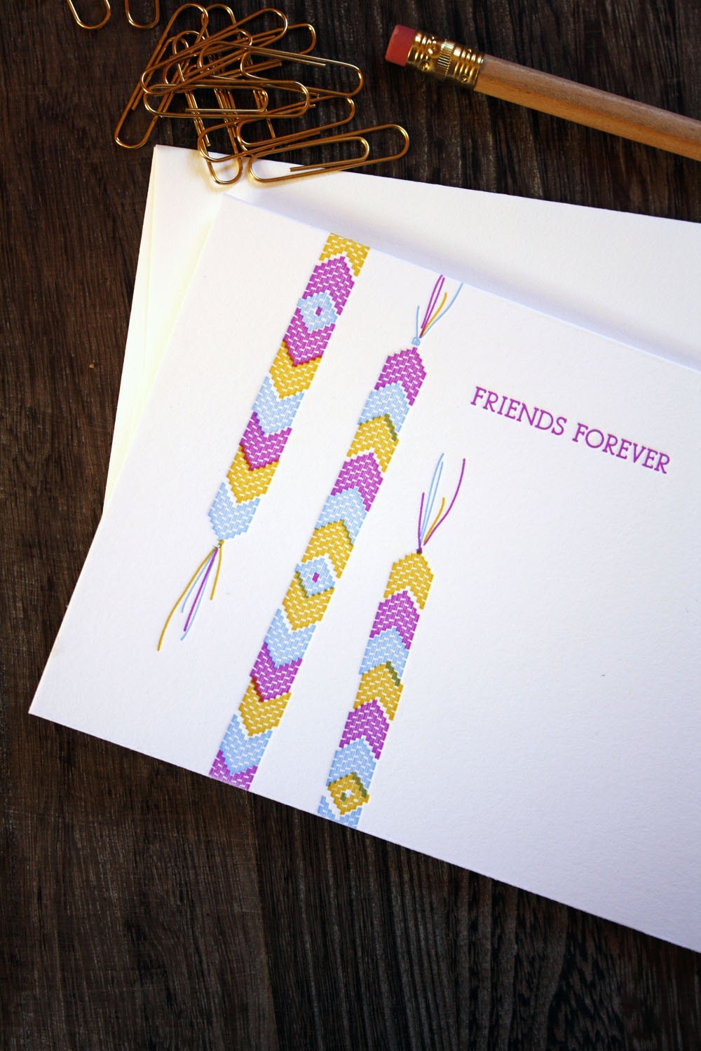 Letterpress Card - Friendship Bracelet Purple
