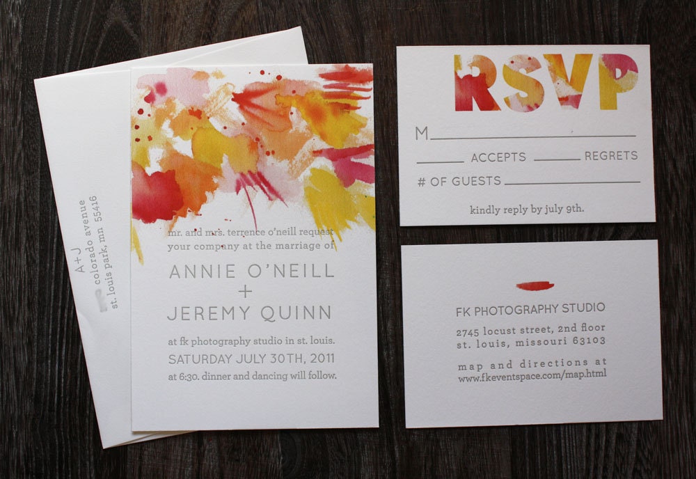 Watercolor - Wedding Invitation Suite - Letterpress