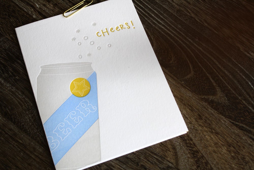 Letterpress Card - Beer Cheers Congratulations