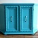 RESERVED for CARMEN Vintage Turquoise Glossy TV Cabinet or Console