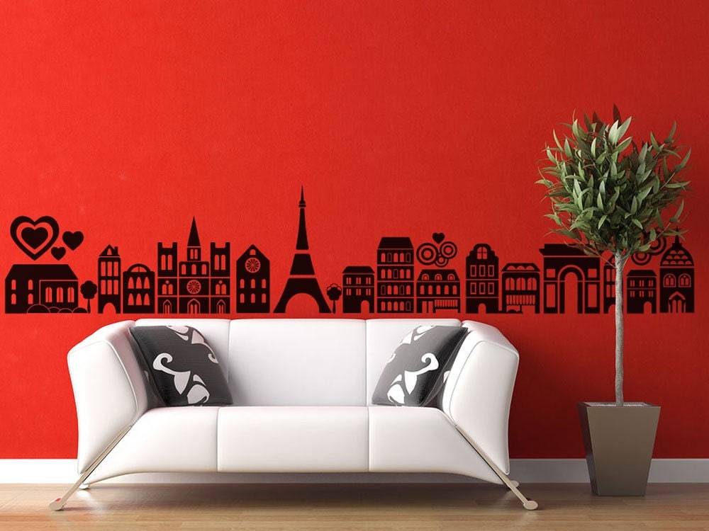Vinyl Wall Decal Sticker Art - Funky Paris Skyline