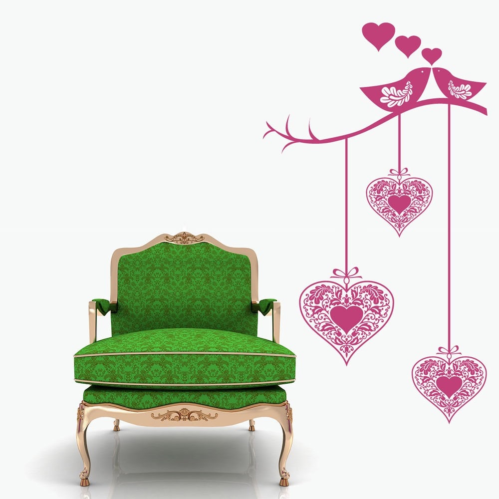 Vinyl Wall Decal Sticker Art - Love Birds - Valentines Decoration