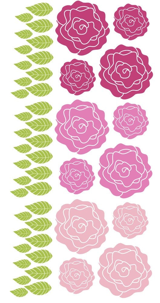 Whimsical Roses - Vinyl Wall Decal Sticker Art