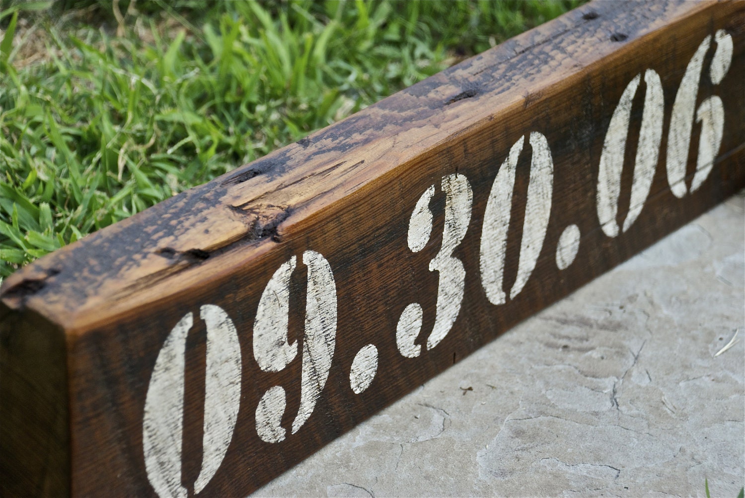 Save the date sign made from reclaimed wood