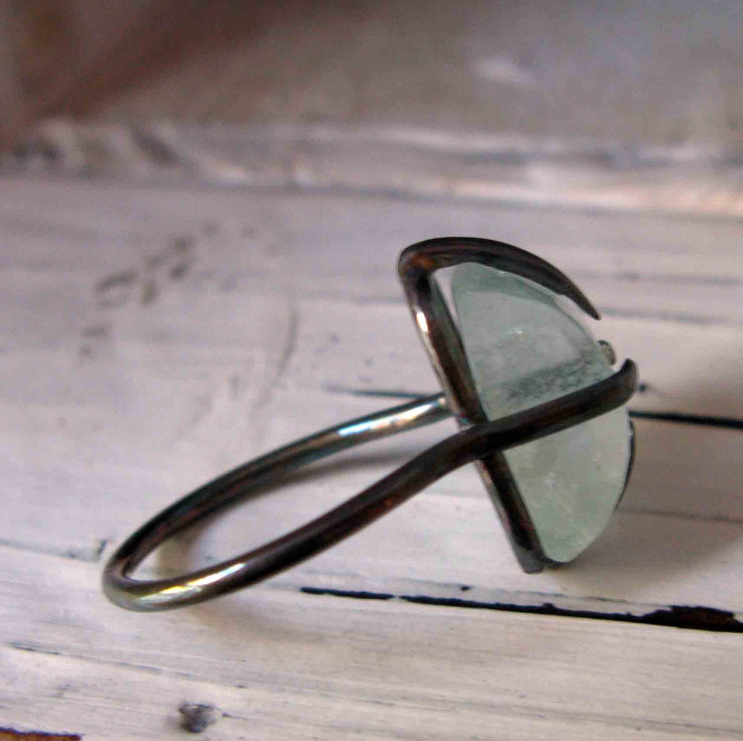 Rough Cut Aquamarine Minimalist Ring