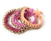 SET of 3 Woven Friendship bracelets thin chain
