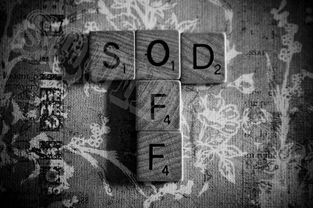 Irreverent Scrabble Tile Photo Print: SOD OFF, Black and White Fine Photo Print