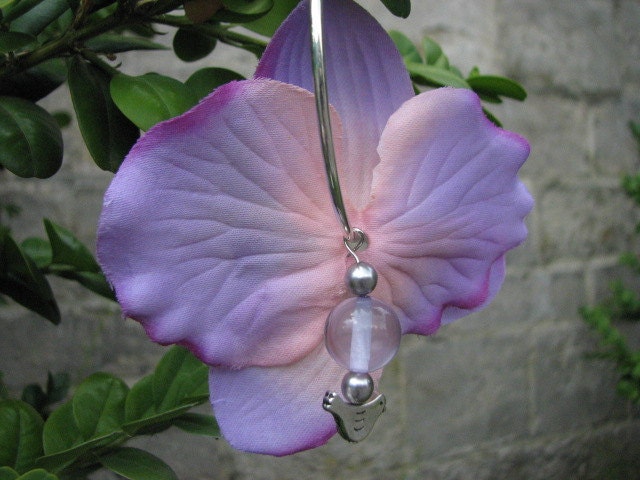 Flower earrings purple orchids